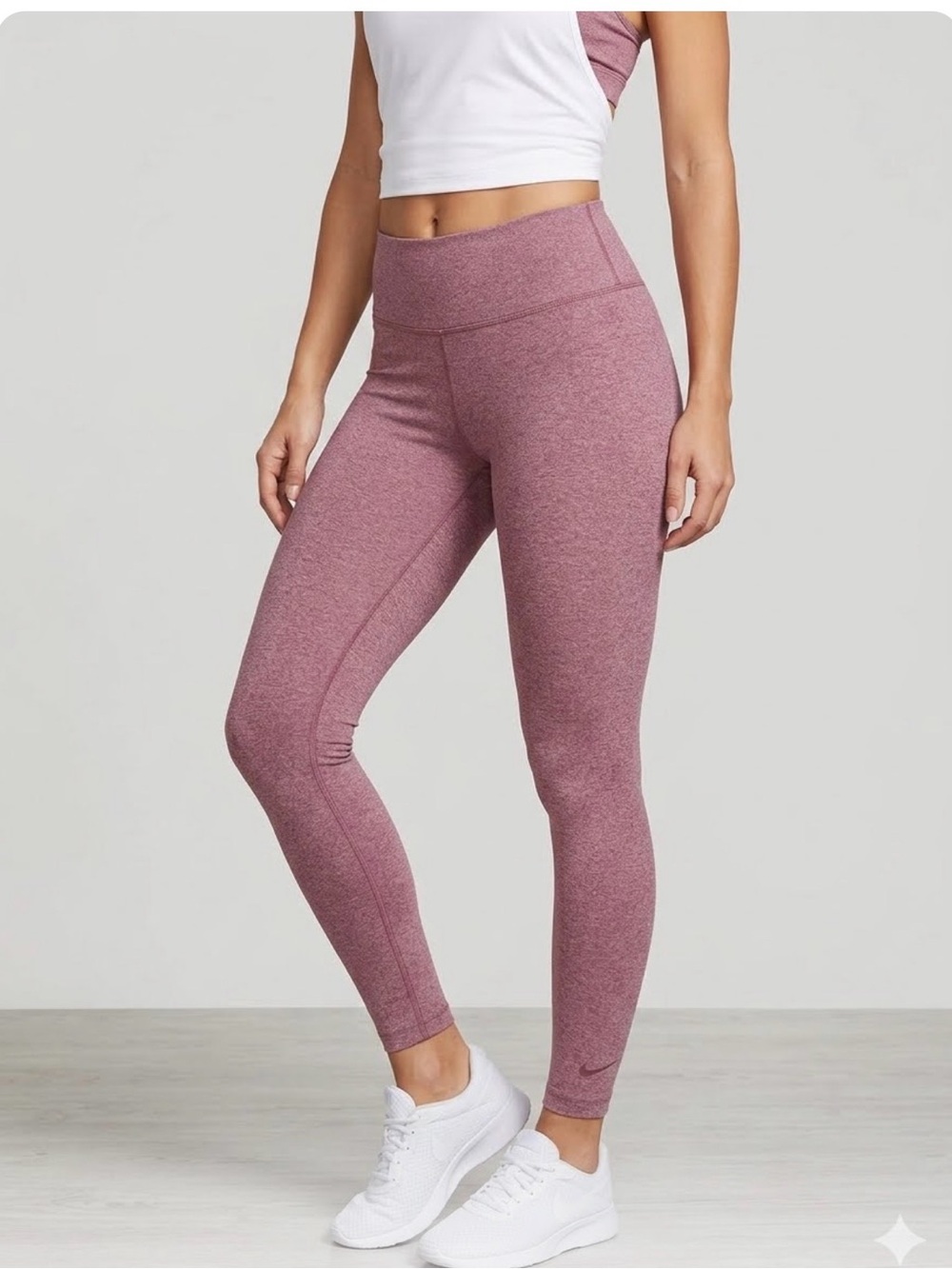Nike Dri-FIT Legend Women’s High Rise Heathered Ankle Leggings Purple Size S